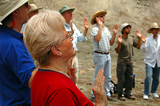 Group prayer on a Holy Mountain.