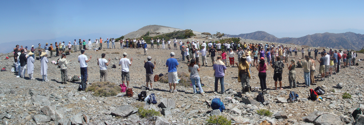 Pilgrims gathered on a holy mountain to send out spiritual energy to the world